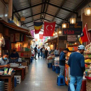 Marketplace in Georgia reflecting the effects of tariff policies on businesses