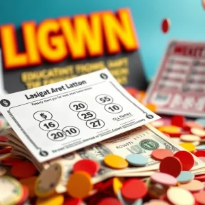 Lottery ticket and cash representing a big win
