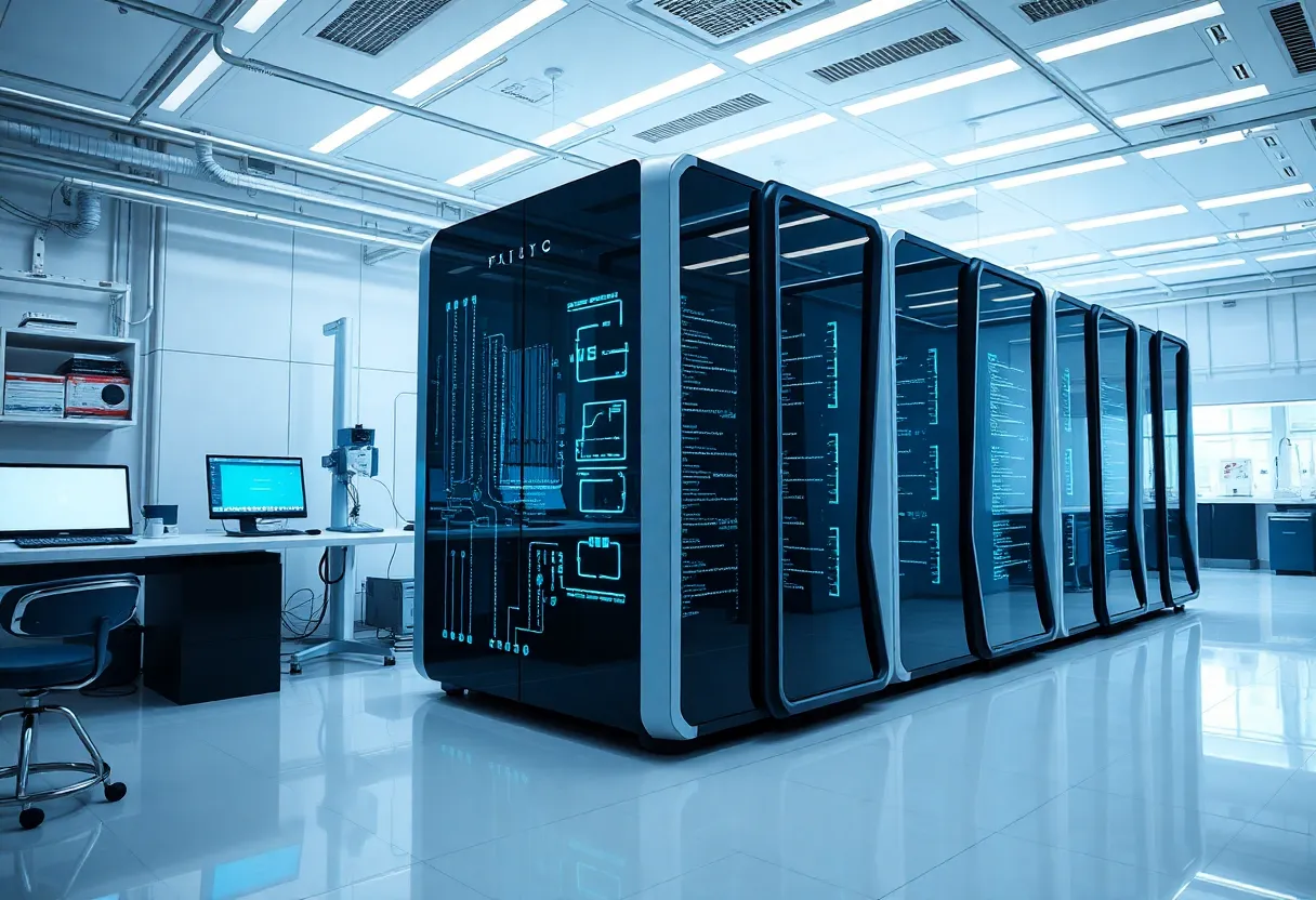 Futuristic supercomputer representing AI and scientific research at Georgia Tech