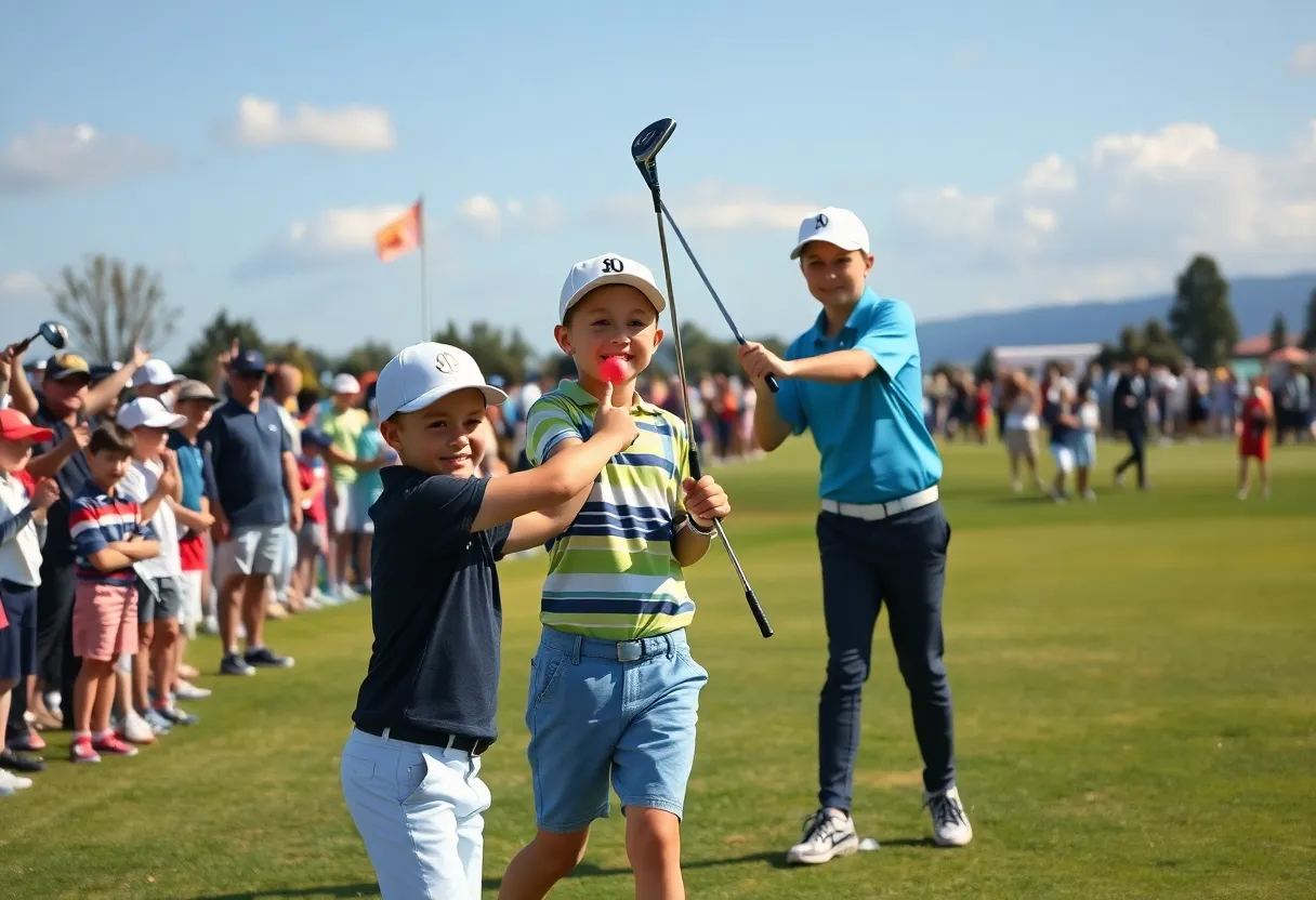 Junior golfers competing in a golf championship at Trinity Forest Golf Club.