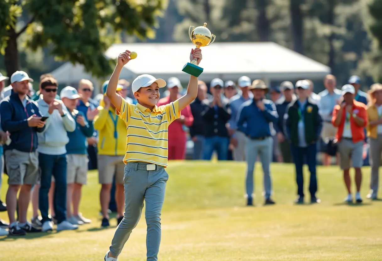 Hamilton Coleman celebrating his victory at the U.S. Junior Amateur Championship