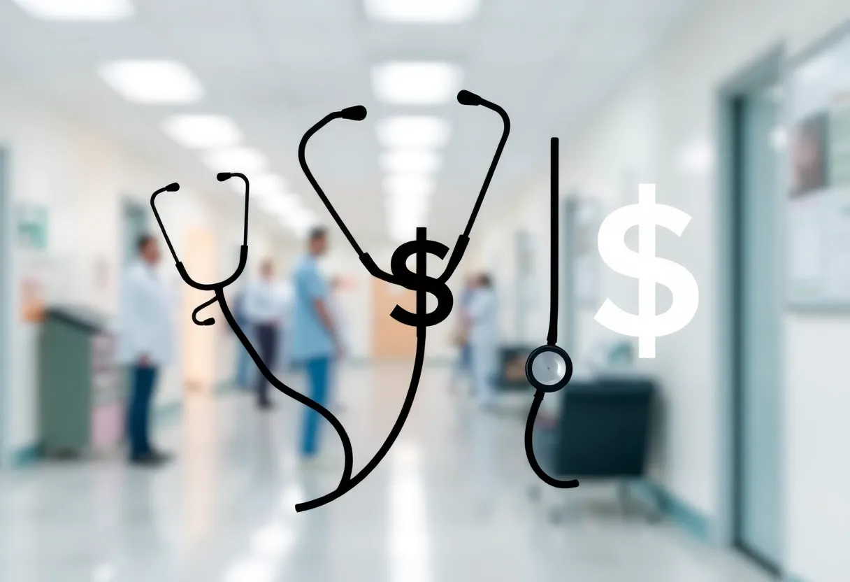 Illustration of health care fraud with medical symbols