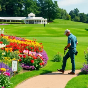 Horticulturist maintaining beautiful landscapes at Augusta National Golf Club