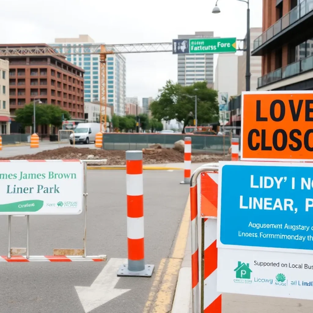 Construction site for James Brown Linear Park in Augusta