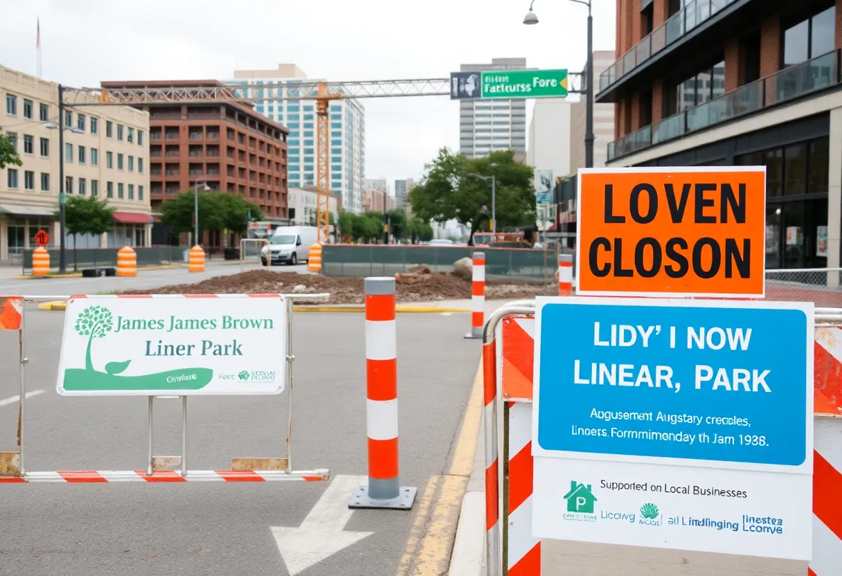 Construction site for James Brown Linear Park in Augusta