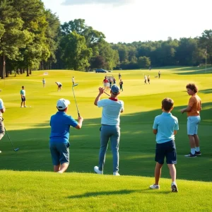 Young golfers competing in the U.S. Junior Amateur Championship