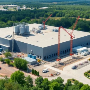 Construction of a new poultry processing plant in LaFayette, Georgia