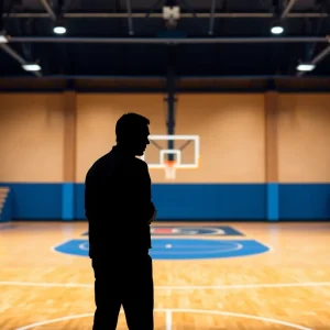 High school basketball court symbolizing dedication to education and sports.