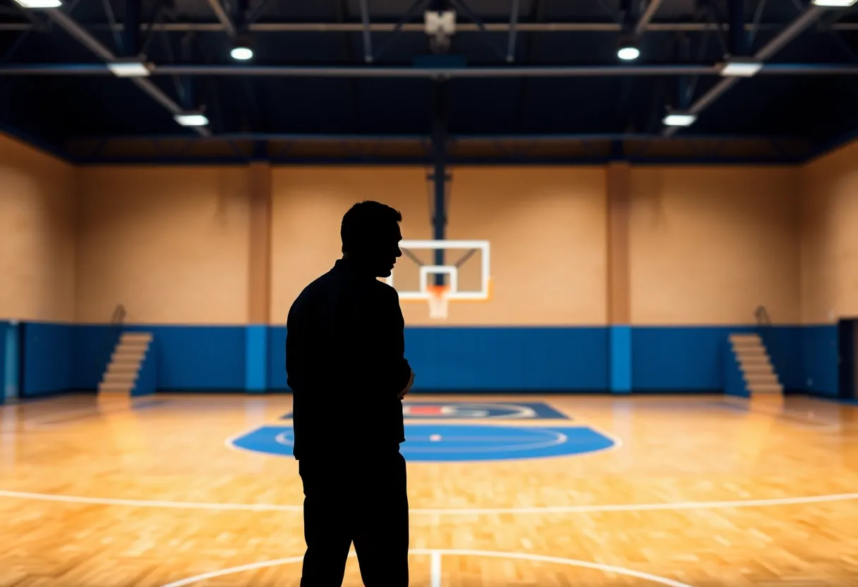 High school basketball court symbolizing dedication to education and sports.