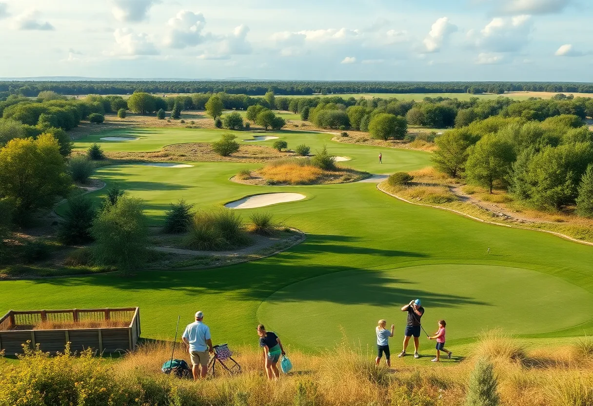 A scenic view of a new golf course with an educational center in Augusta