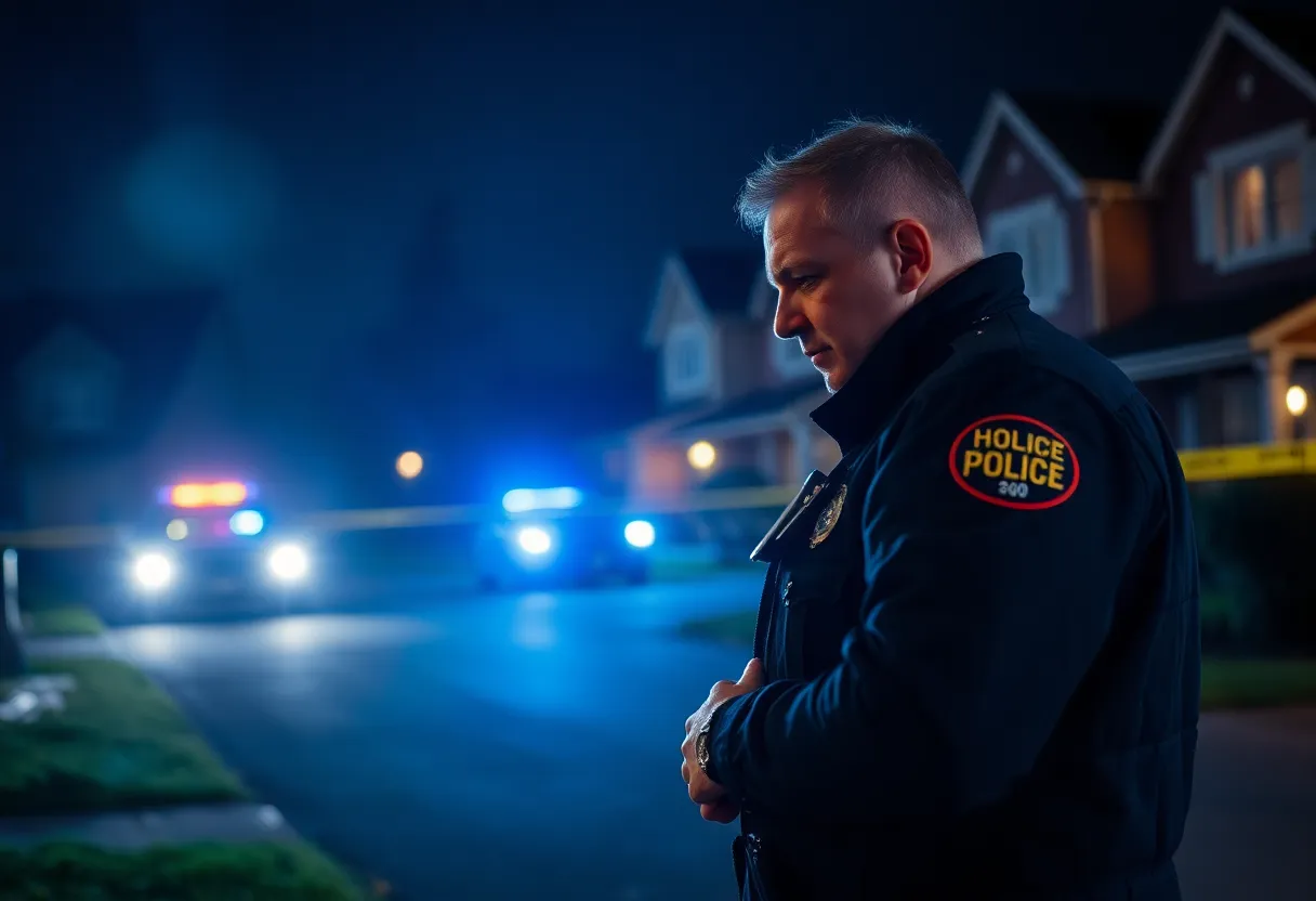 Police officers investigating a shooting incident in Augusta at night.