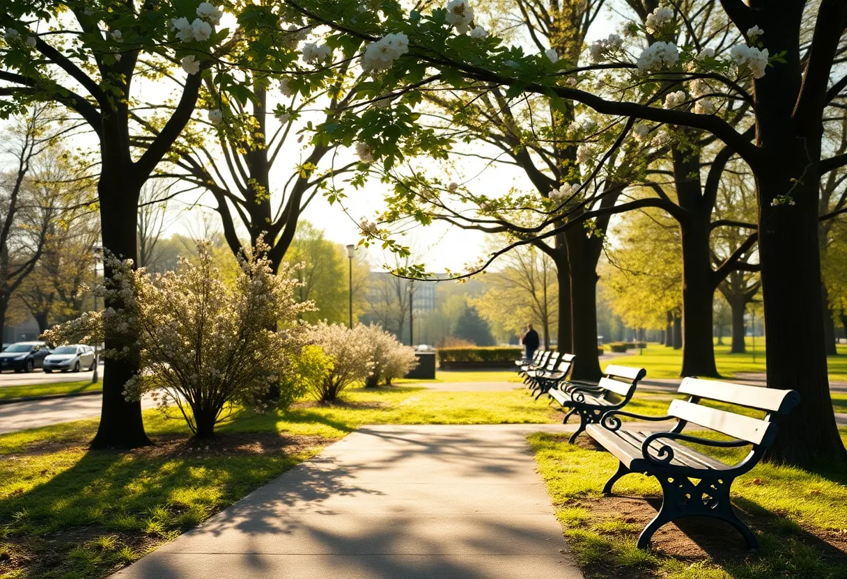 A serene park symbolizing community remembrance