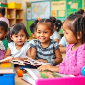 Children engaging in early education activities at school