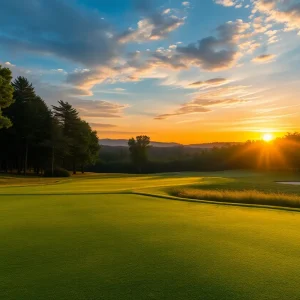 A beautiful golf course at sunset symbolizing resilience.