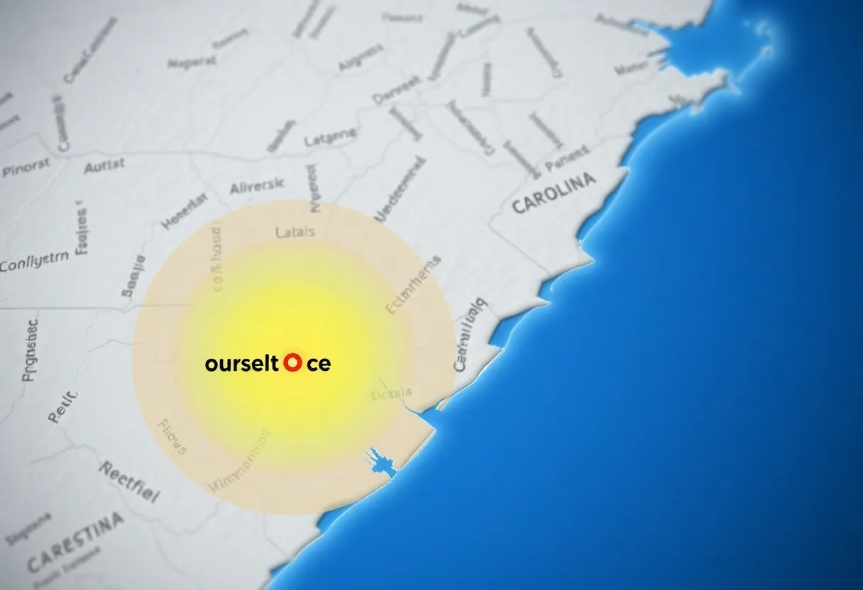 Map showing seismic activity in Edgefield, SC.