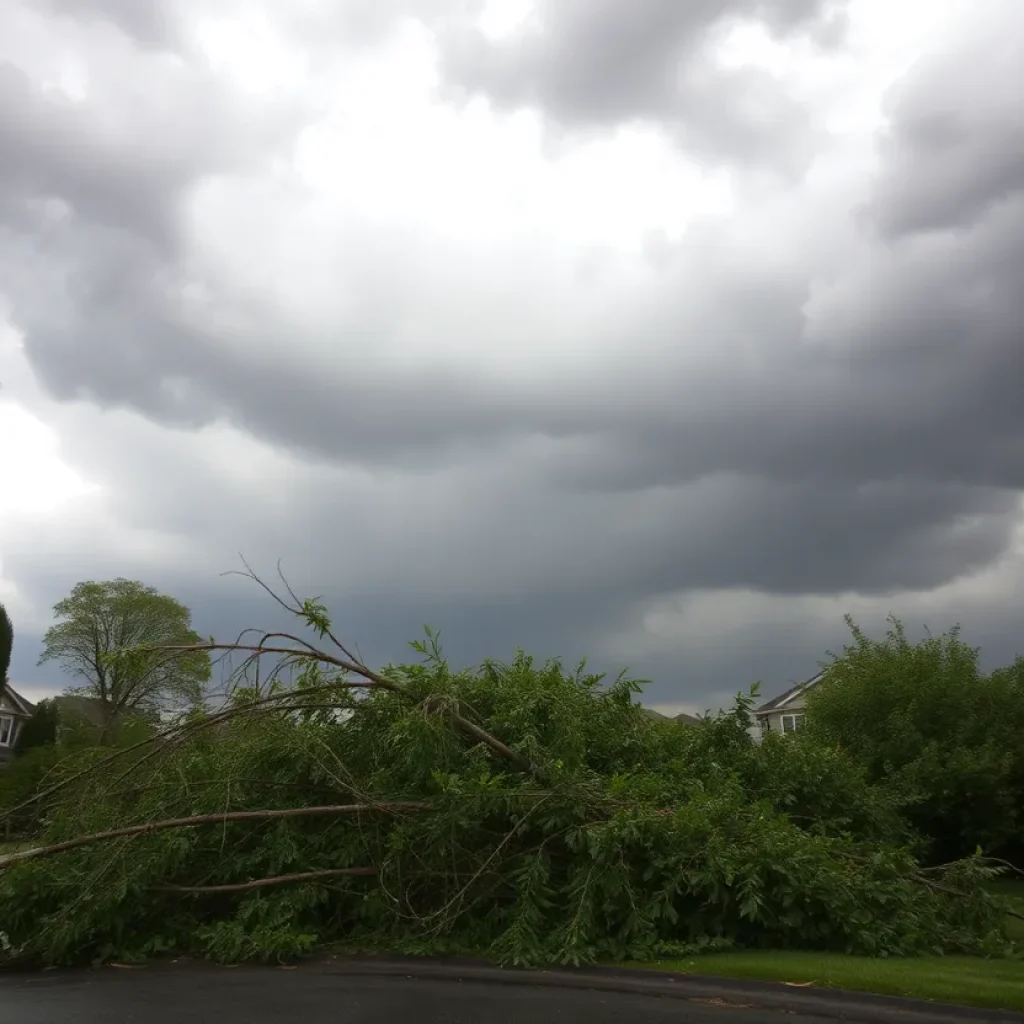 Downed trees and debris from a severe thunderstorm in CSRA