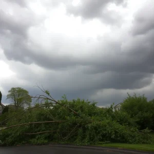 Downed trees and debris from a severe thunderstorm in CSRA