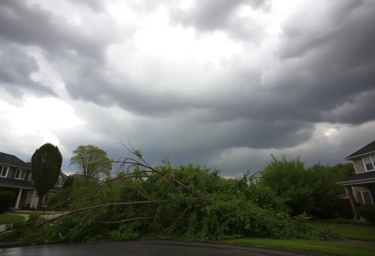 Downed trees and debris from a severe thunderstorm in CSRA