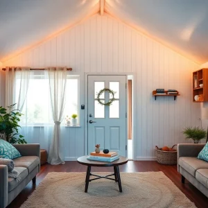A warm and inviting living space for pregnant women in a supportive housing facility.