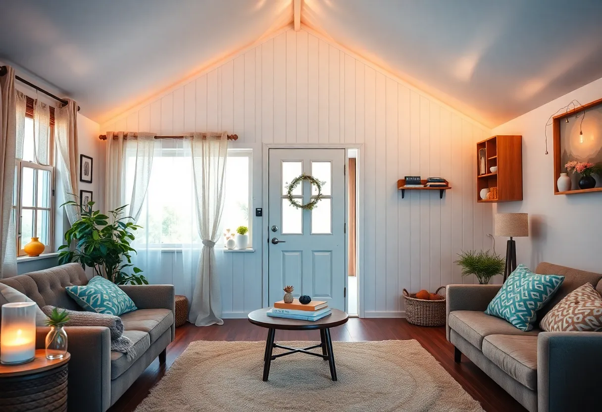 A warm and inviting living space for pregnant women in a supportive housing facility.