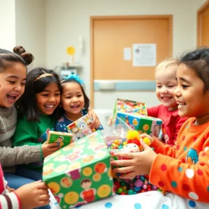 Children receiving toys at the Zay Day Foundation Toy Drive in Augusta