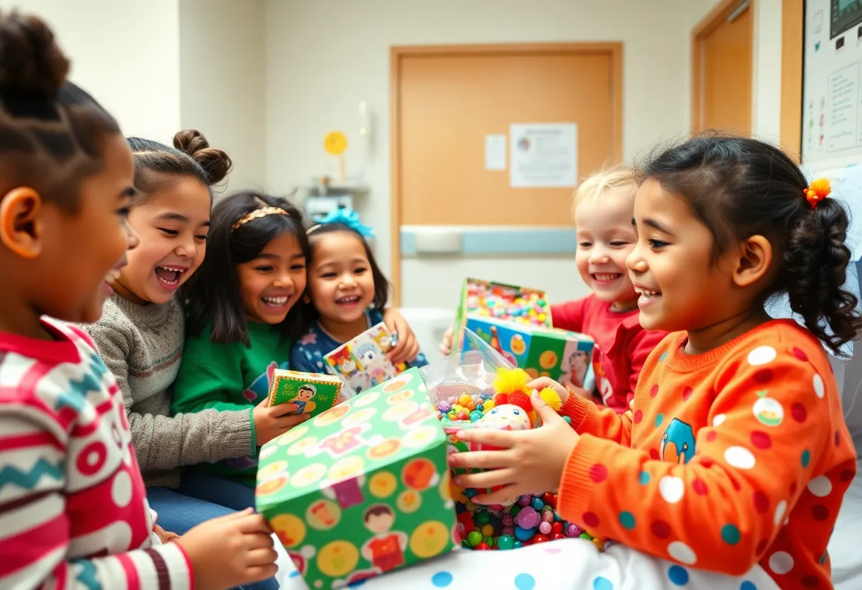 Children receiving toys at the Zay Day Foundation Toy Drive in Augusta