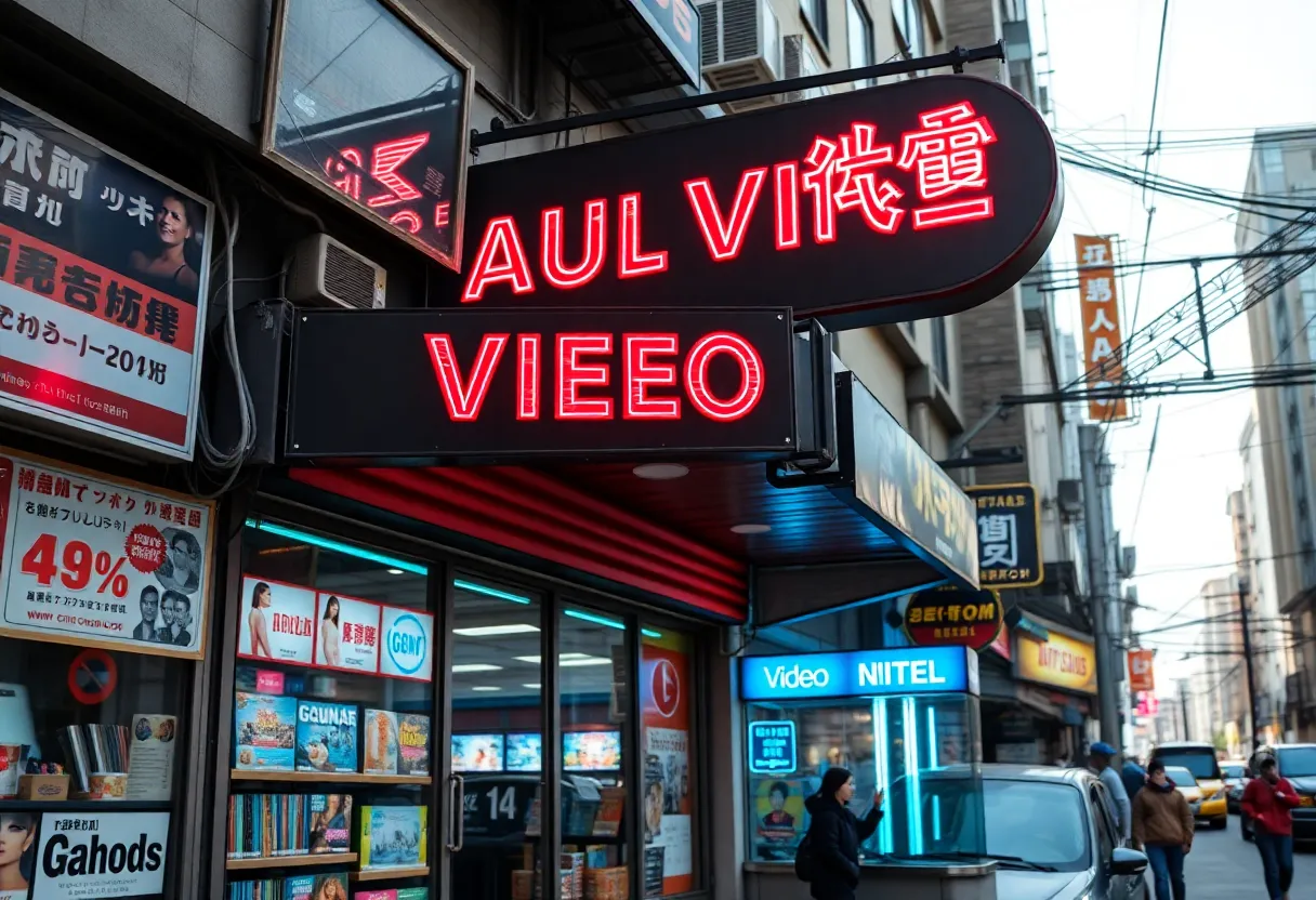 Exterior view of X-Mart adult video store in Augusta