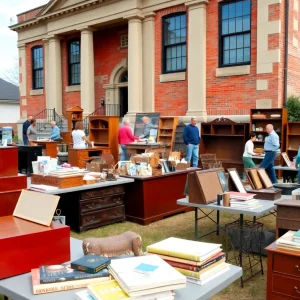 Community members at a yard sale in Augusta, supporting the Senior Citizens Council.