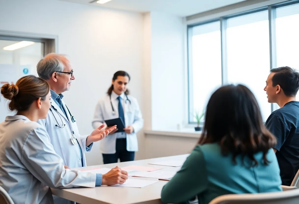 Healthcare professionals discussing patient care strategies