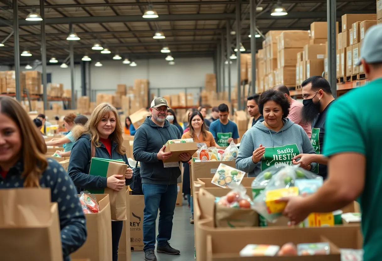 Volunteers at Atlanta Community Food Bank distributing food
