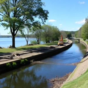 Repair work in progress at Augusta Canal