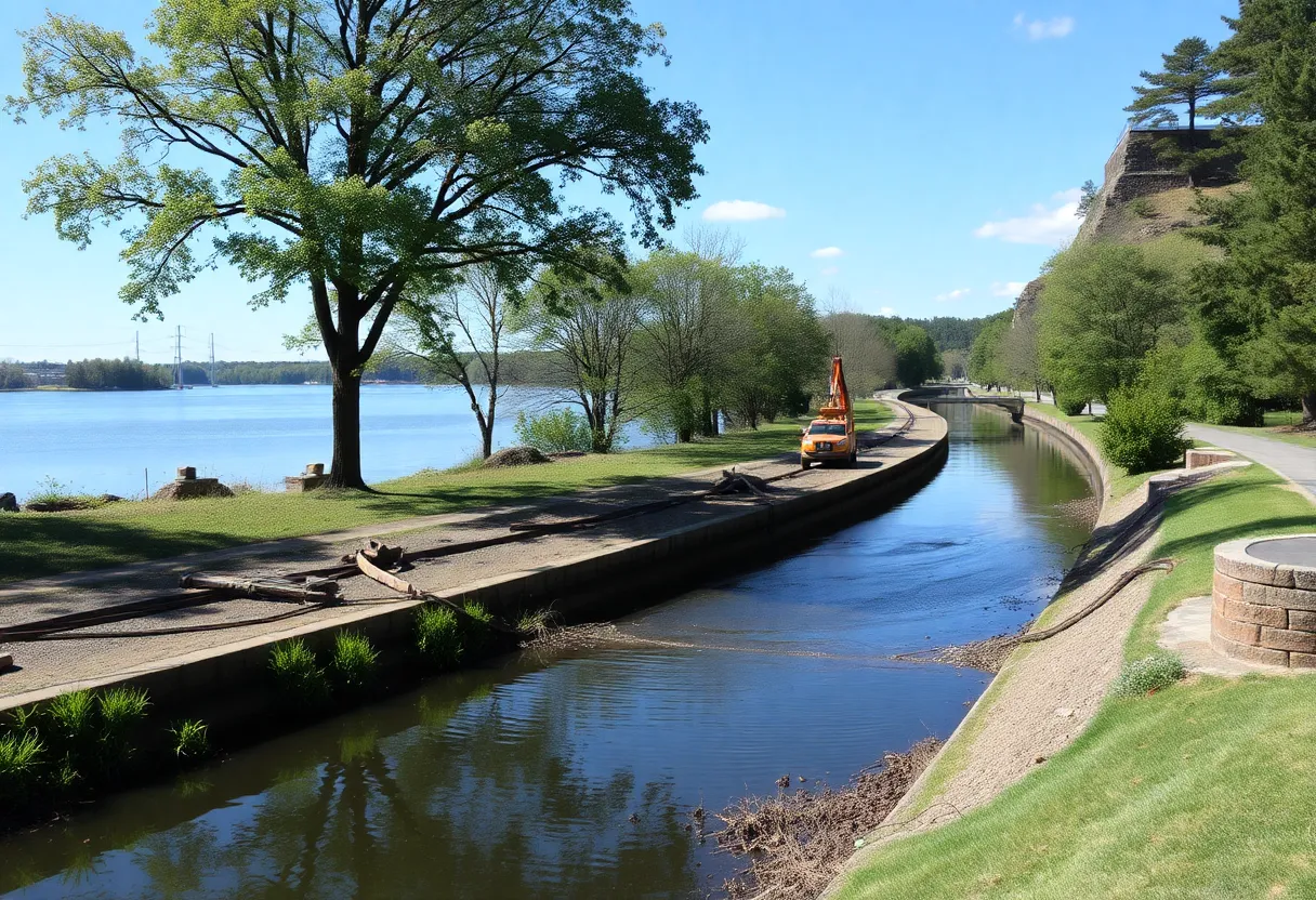 Repair work in progress at Augusta Canal