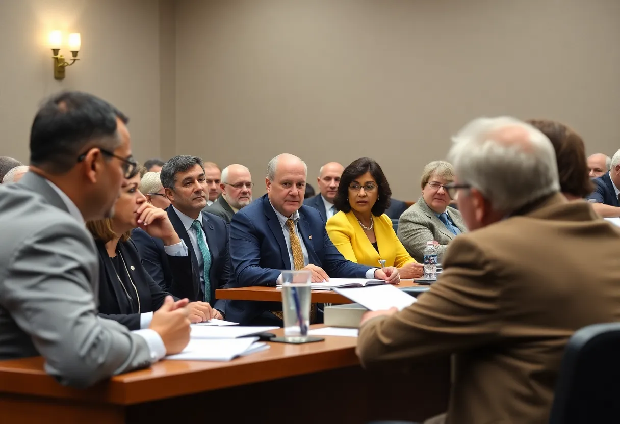 Augusta city council members discussing budget and community projects at a meeting.