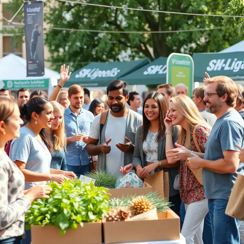 Community members engaging in a sustainability-focused activity