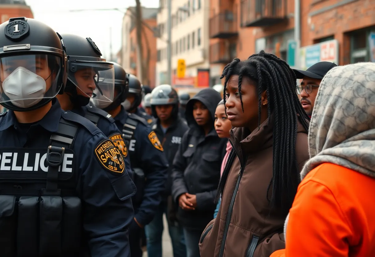 Community members discussing safety concerns in Augusta amid rising gang violence.