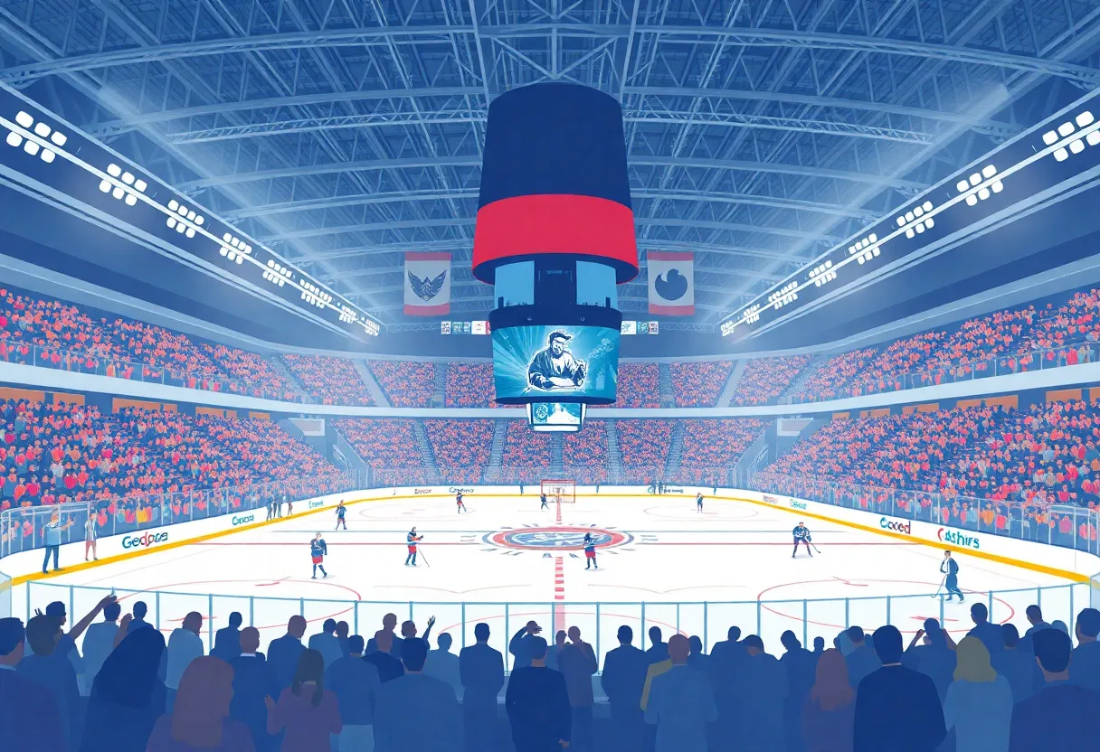 Concept image of the new ECHL arena in Augusta with fans