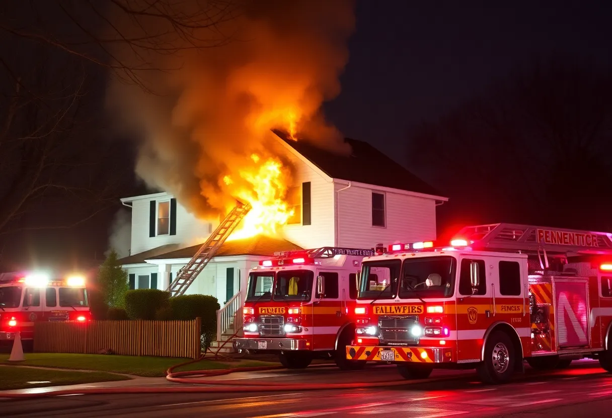 Firefighters battling a house fire in Augusta