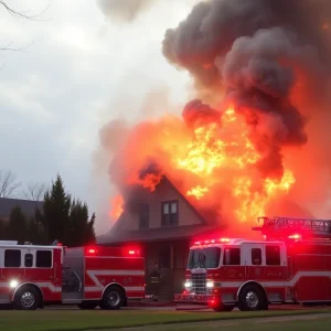 Firefighters battling a house fire in Augusta.