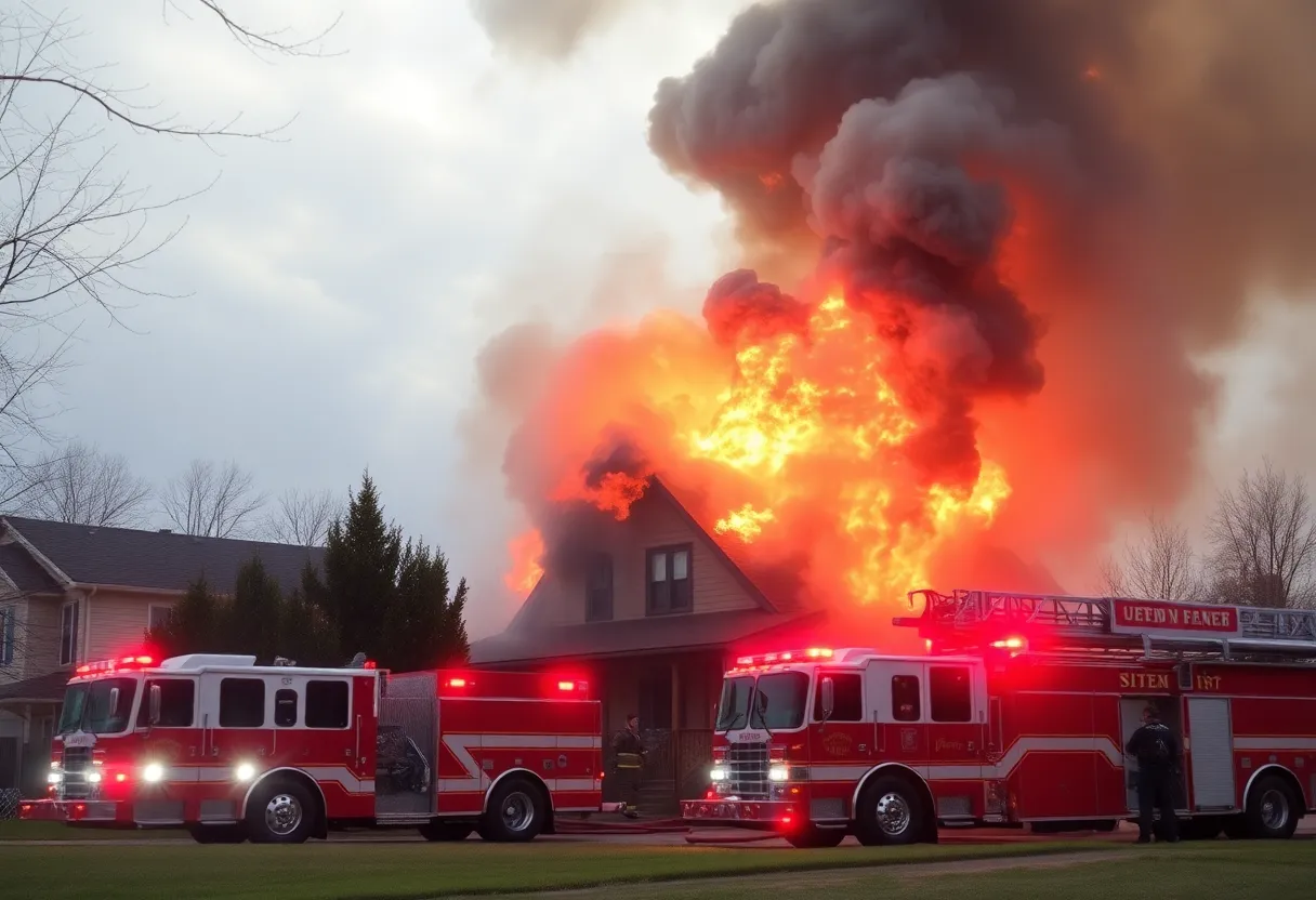 Firefighters battling a house fire in Augusta.