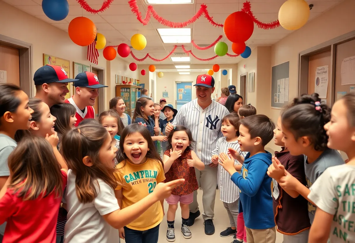 Augusta GreenJackets visiting children at a hospital