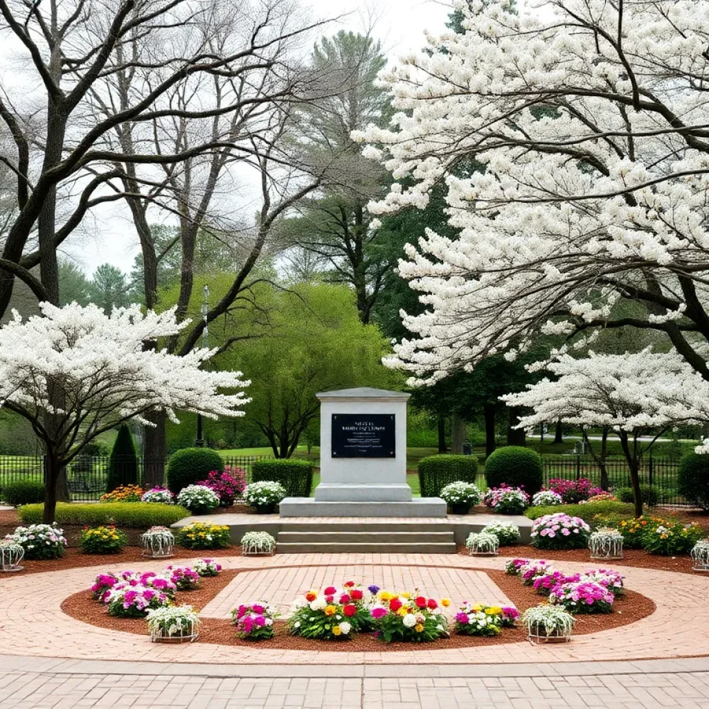 Memorial area in Augusta, Georgia, surrounded by nature