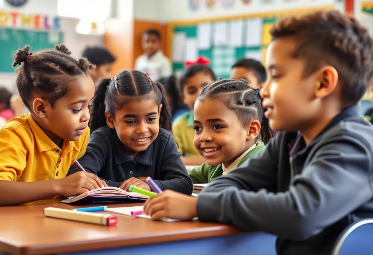 Students in a diverse classroom at a private school in Augusta