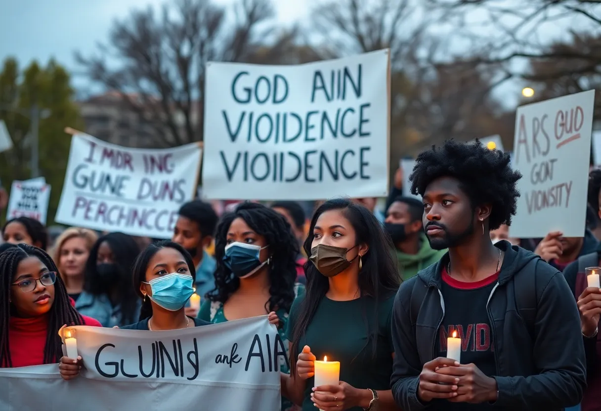Community members participating in a rally against gun violence in Augusta