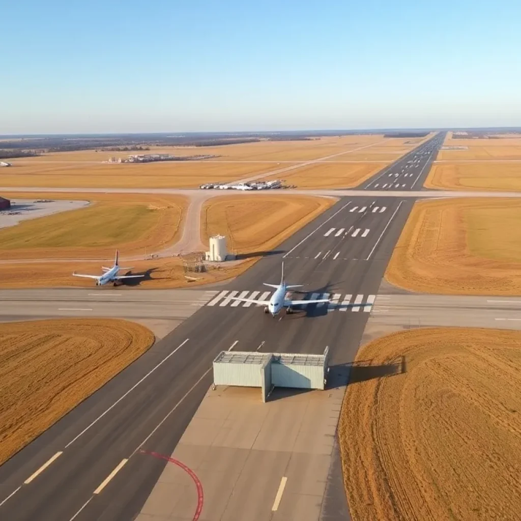 Aerial view of Augusta Regional Airport showcasing the new flight expansion.
