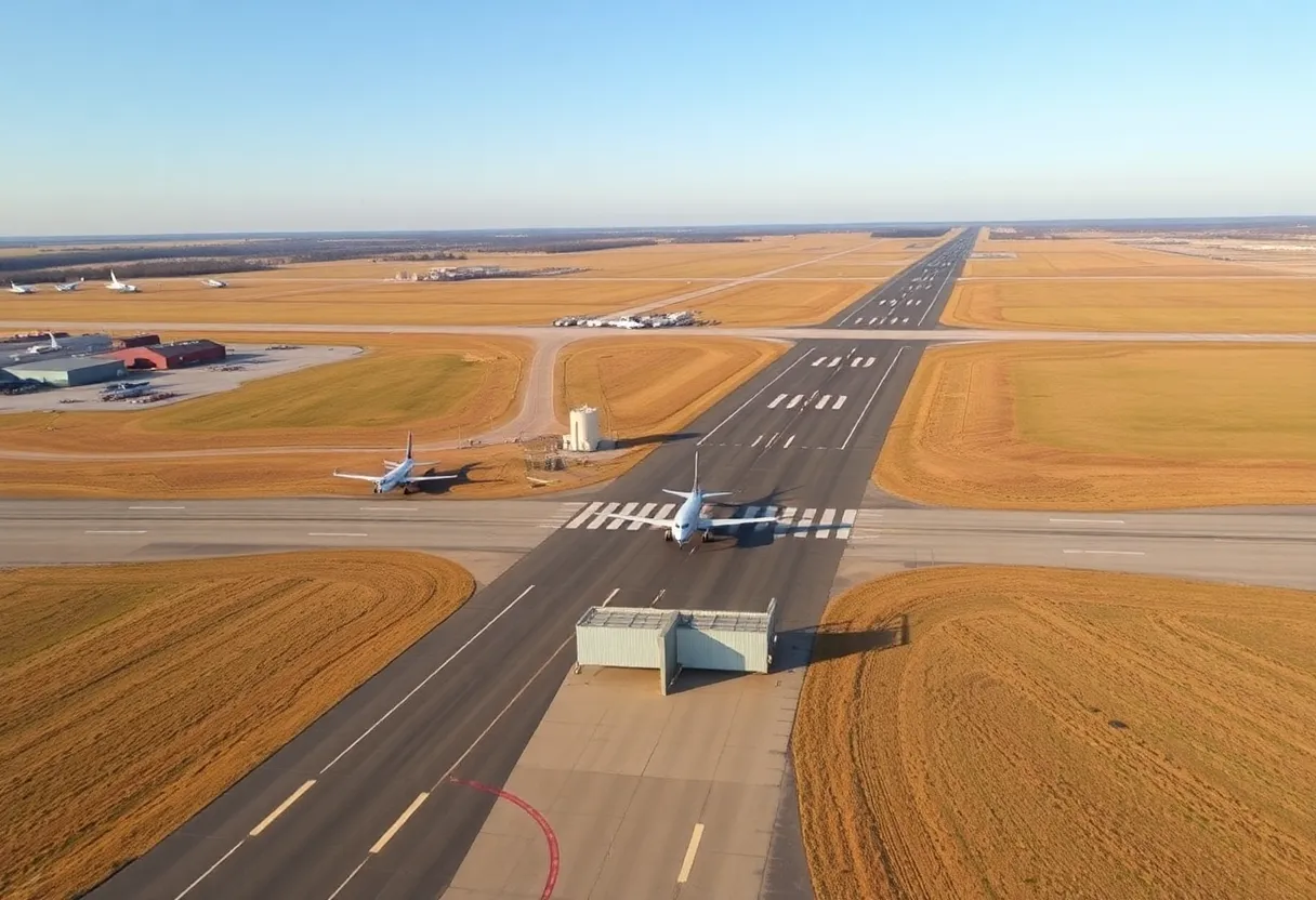 Aerial view of Augusta Regional Airport showcasing the new flight expansion.