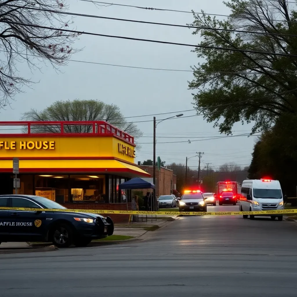 Scene of a shooting in Augusta, Georgia with police presence