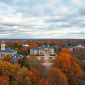 View of Augusta University during warm autumn weather