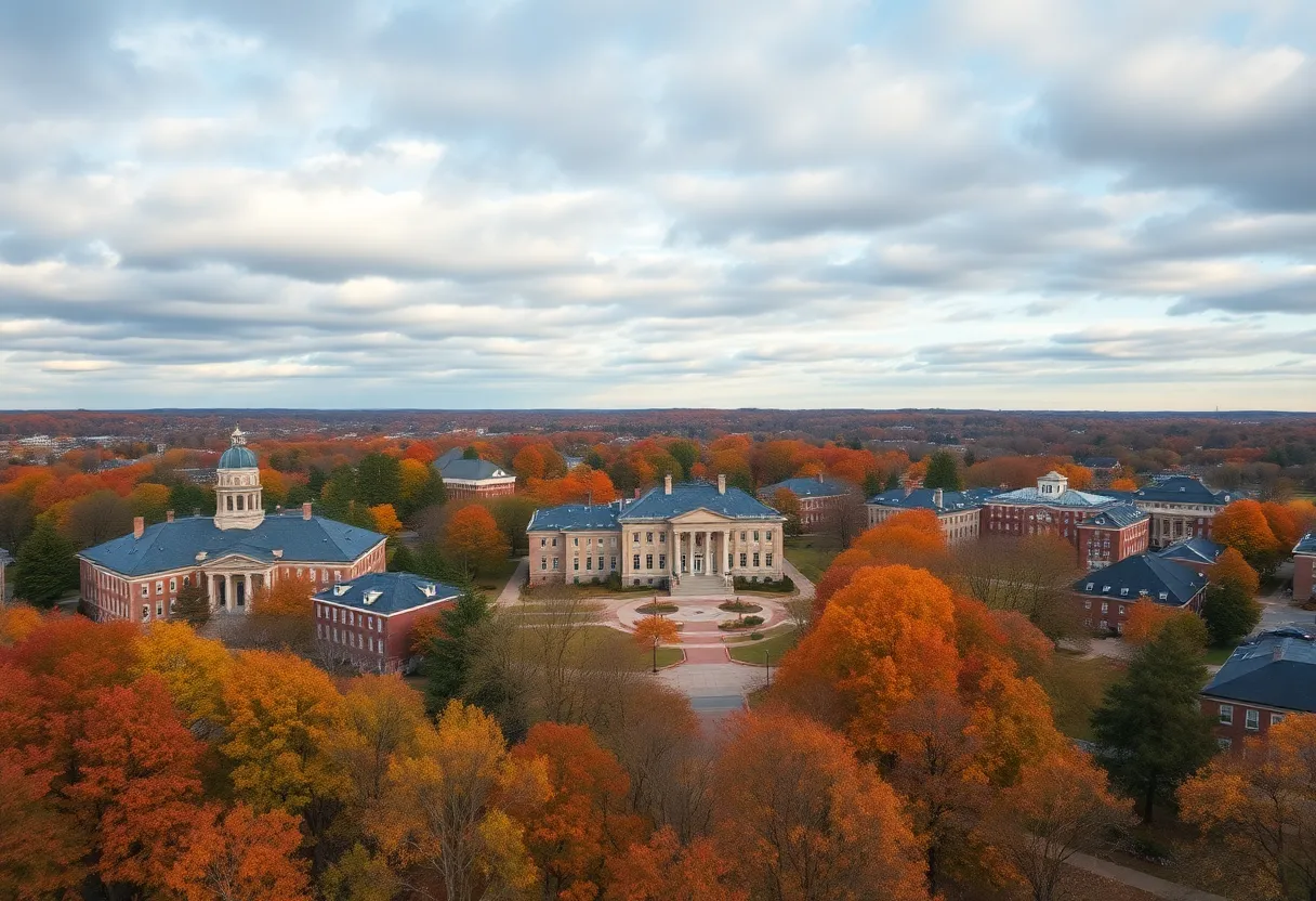 View of Augusta University during warm autumn weather