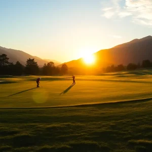 Scenic view of Augusta University golf course at sunrise