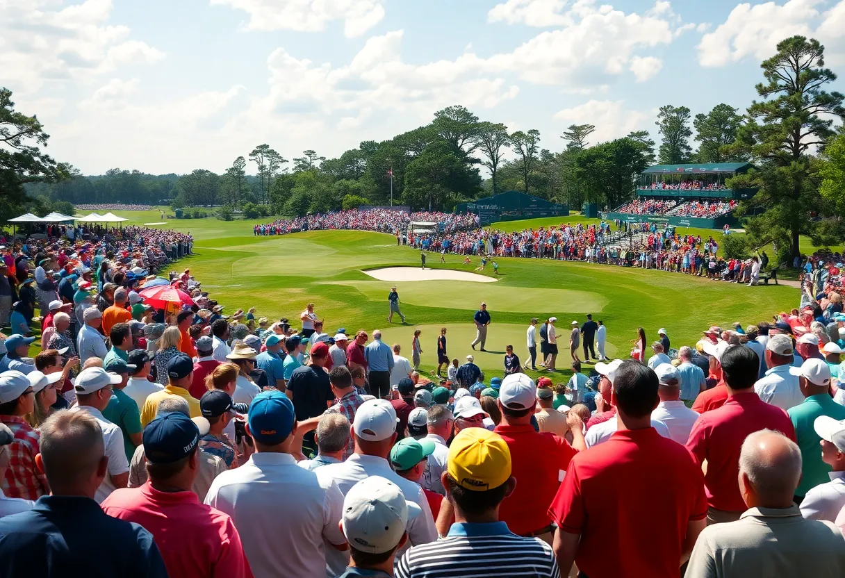 Crowd celebrating at the BMW Championship golf event